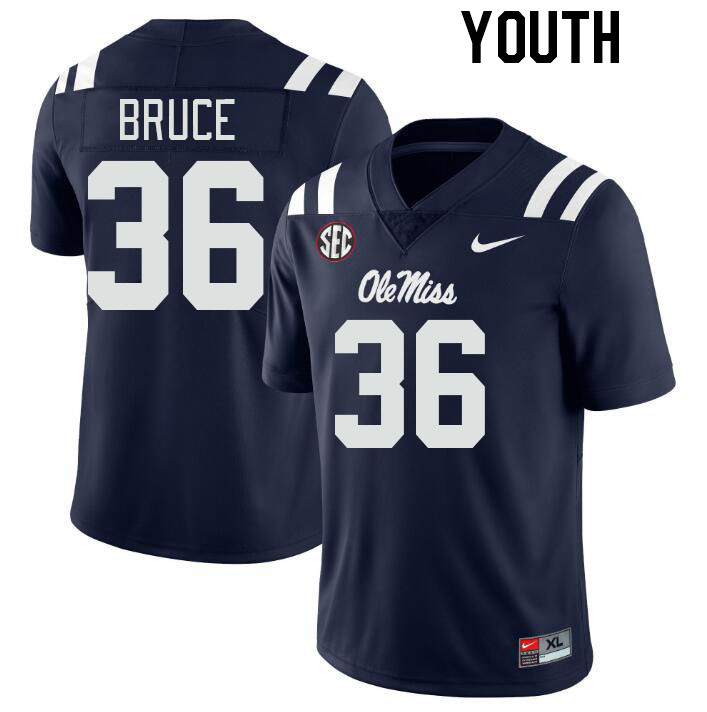 Youth #36 Zamari Bruce Ole Miss Rebels College Football Jerseys Stitched-Navy